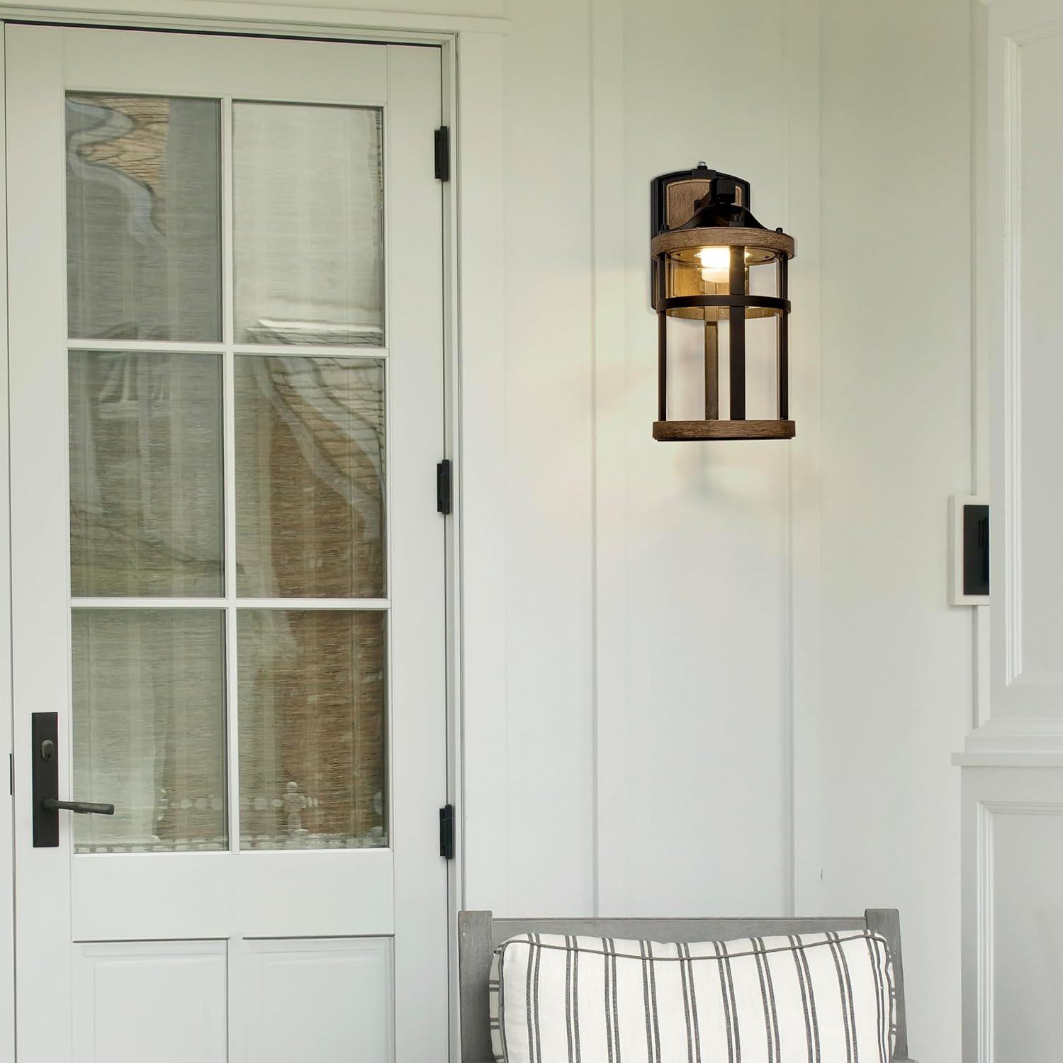 Rosalind Wheeler Maxxima LED Outdoor Wall Light With Dusk To Dawn Sensor,  800 Lumens Warm White, Rustic Farmhouse Sconce, Energy Efficient Coach  Lantern For Porch And Garage | Wayfair, image size:1500x1500