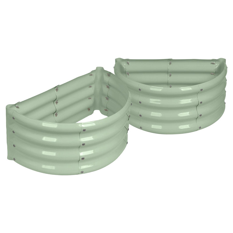 Harbour Housewares - Semicircular Galvanised Steel Raised Garden Bed Planters - Set of 2, Green, 30 cm H x 60 cm W x 30 cm D