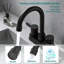 Robinet de lavabo de salle de bain à 2 poignées, robinets de salle de bain centre noir mat pour 2/3 trous-127342987