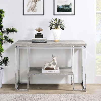 Console chaleureuse avec plateau en bois et base industrielle - Bureau élégant et moderne Une solution pratique pour les salons