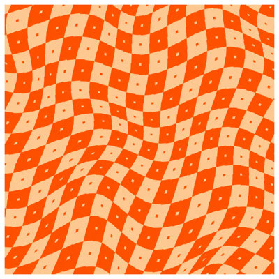 Tapis de bain orange à carreaux beige
