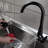 Modern Black Kitchen Faucet With Pull-Down - Brass Construction, Single Handle For Precise Water Temperature And Flow Adjustment Contemporary Black, Lever Smooth Control Functional Style