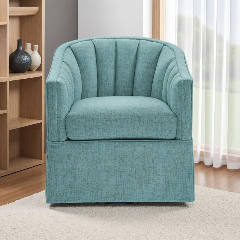 Fauteuil d'appoint pivotant avec jupe Solitude, Bleu clair