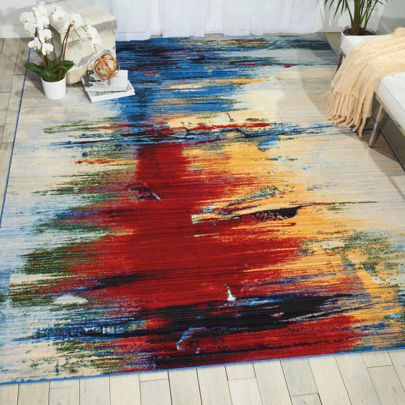 Tapis cramoisi en laine Ostby, Rectangle 8 pi 6 po x 11 pi 6 po