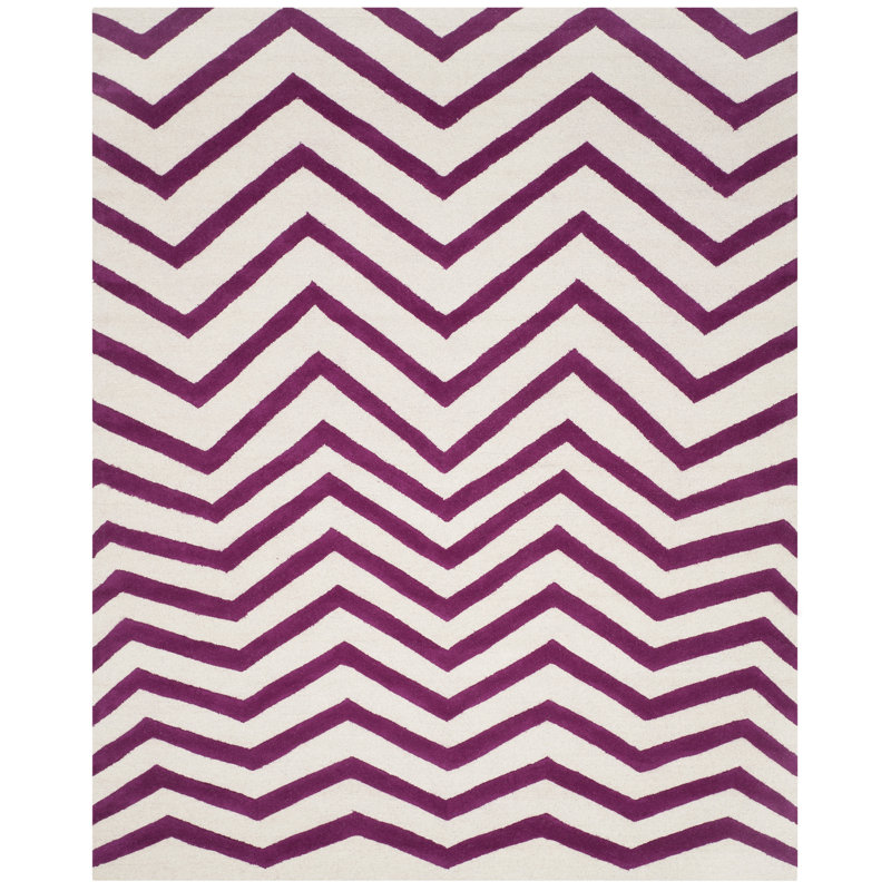 Sanyla Hand Tufted Wool Chevron Rug, Rectangle 8' x 10'
