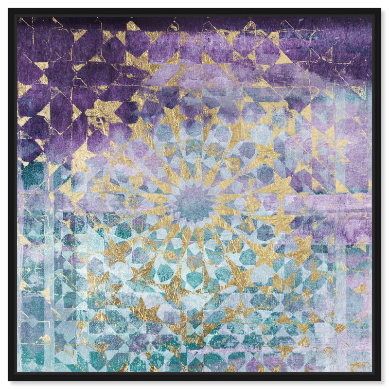 " Viridian Violet Mandala " Painting Print, Black Framed, 12" H x 12" W
