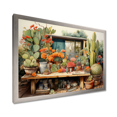 «Mexico Cactus Oasis Impasto III», reproduction d'art sur toile