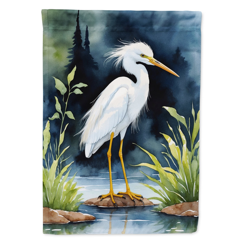 Surfbird Bird Garden Flag, Snowy Egret
