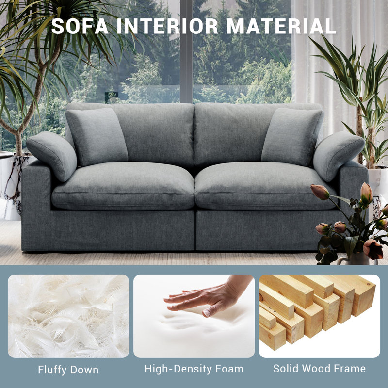Cloud Couch Modular Sectional Sofa For Living Room, Oversized Comfy Down-Filled Cushion, Modern Upholstered Deep Seat Couches, Detachable Slipcover For Easy Cleaning