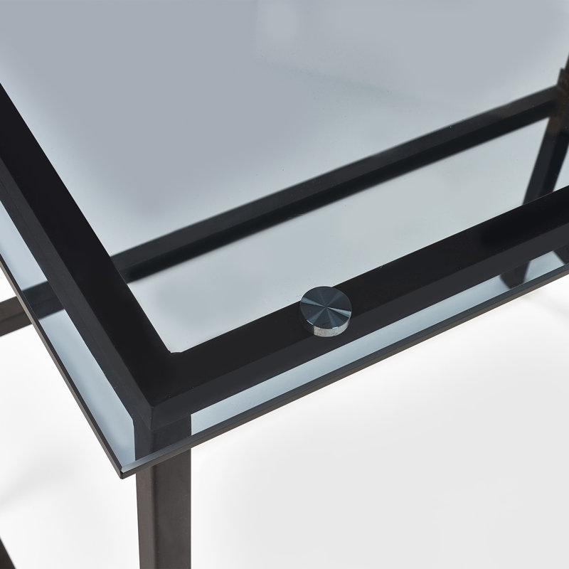 Kwanisha Glass Top Metal Base Writing Desk