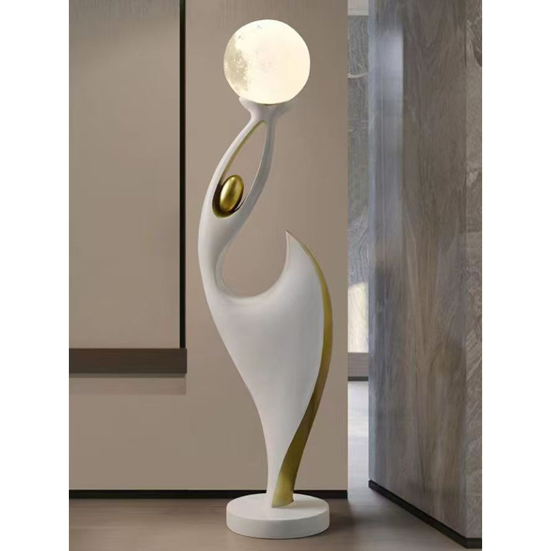 Lampe sur pied en résine Simple Art, Blanc