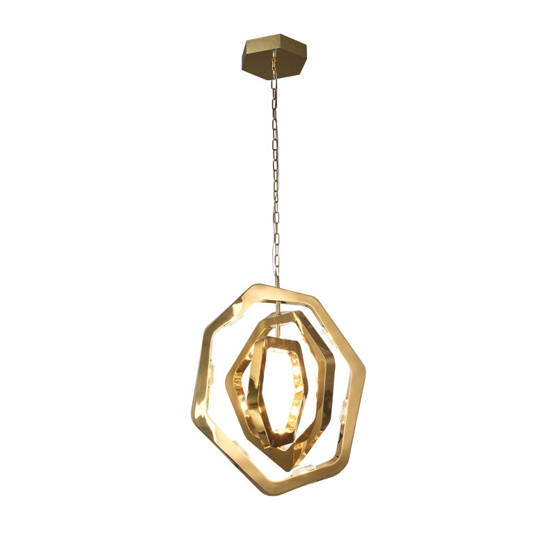 Transitional Gold LED Frame Pendant