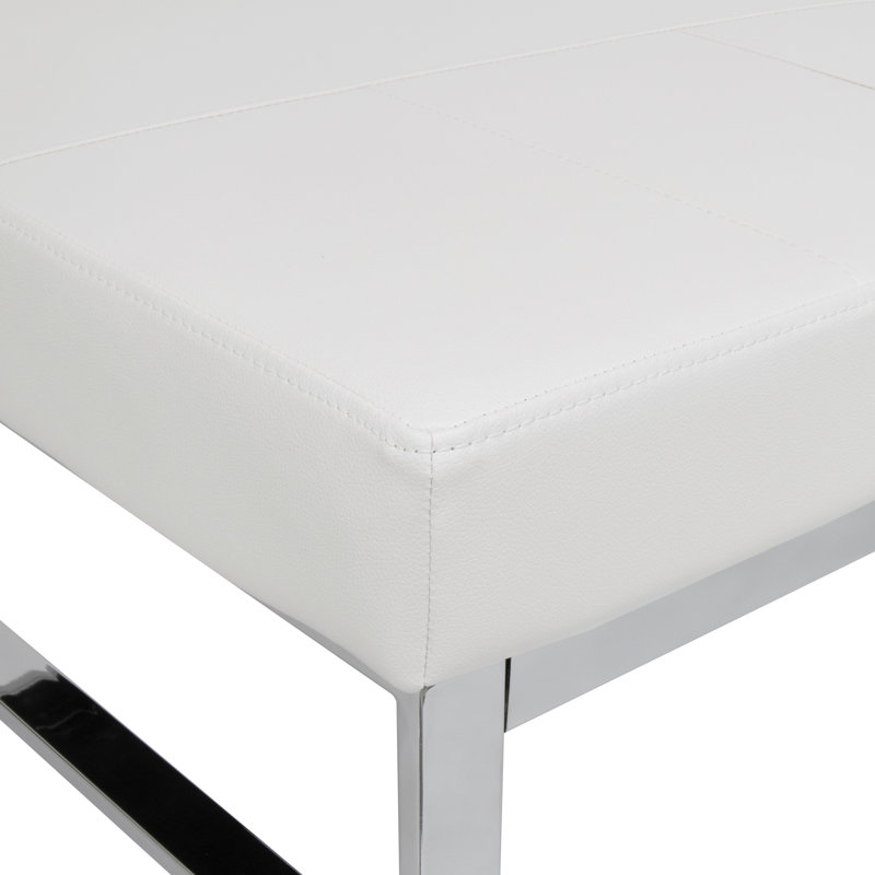Repose-pieds en cuir Atlas, Blanc