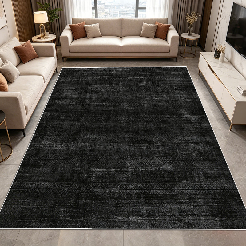 1PC distressed dark charcoal vintage geometric woven farmhouse area rugs for Living Room, Soft and Comfortable, Suitable for all seasons, easy-to-maintain, machine washable Indoor floor mat, Under Table Farmhouse suitable for dining room, bedroom,