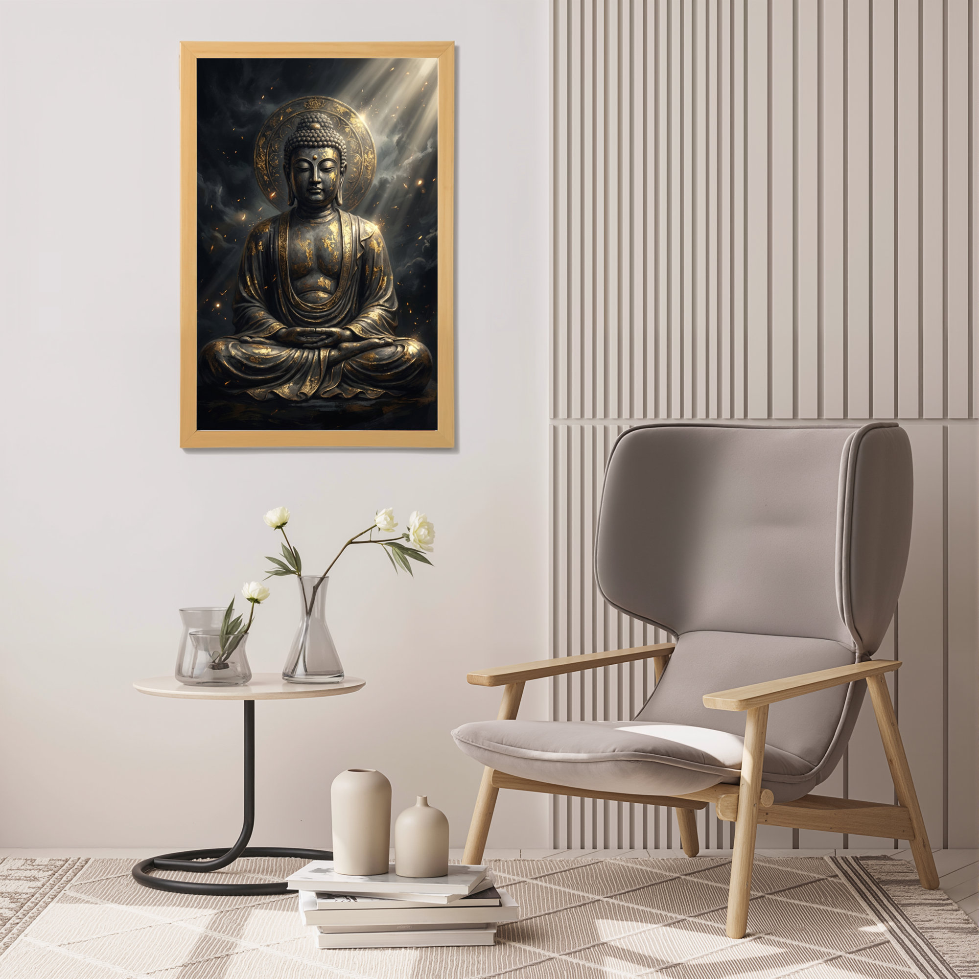 Red Barrel Studio Buddha Statue Golden Halo Canvas Wrapped Wall Art Oil ...