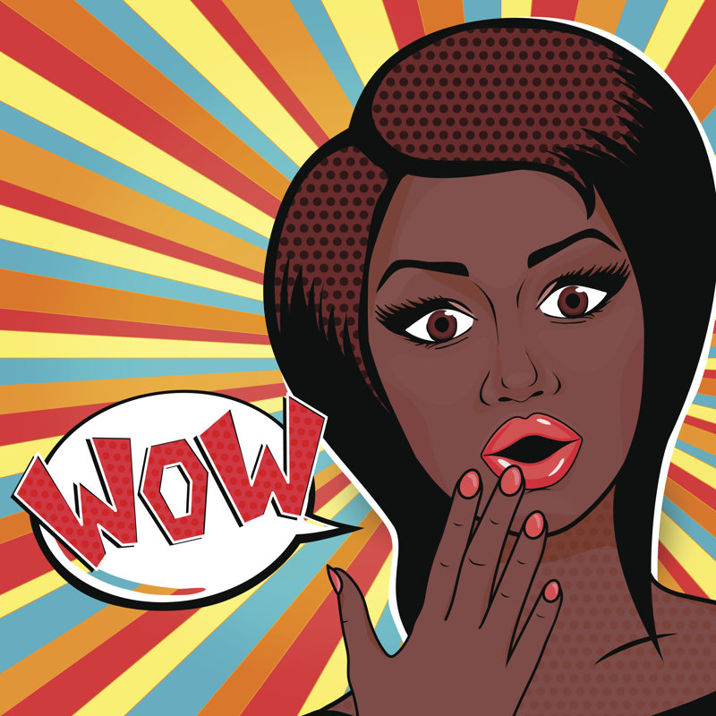 Surprised African American Woman by StockSanta - Wrapped Canvas Print, 30cm H x 30cm W