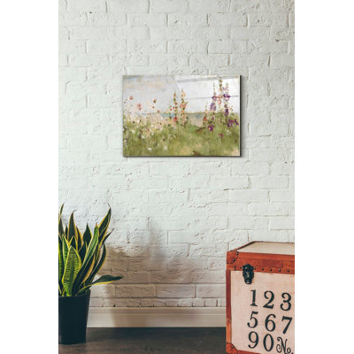 'Hollyhocks by the Sea' by Cheri Blum, Acrylic Glass Wall Art