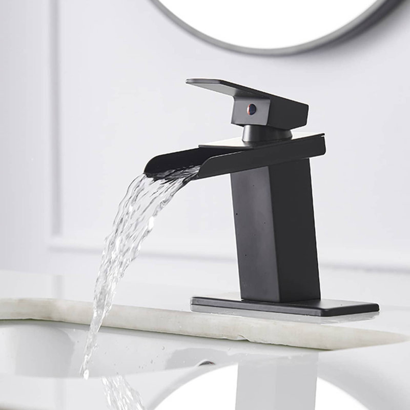 Single-handle Bathroom Faucet with Drain Assembly, Matte Black