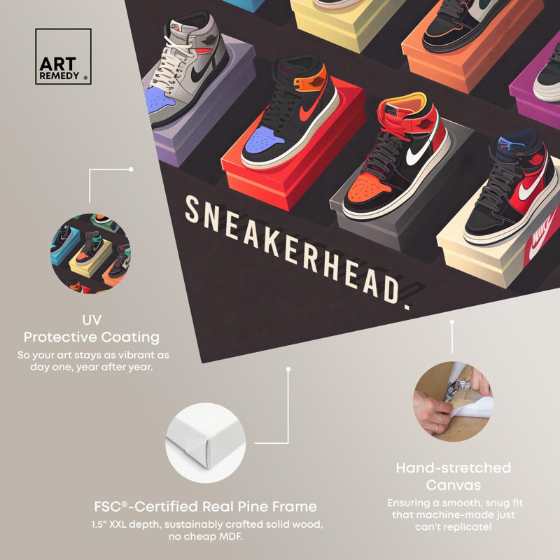 Posters Sneakerhead par Sneaker Collection par Art Remedy, H 54 po x l 36 po, Toile tendue