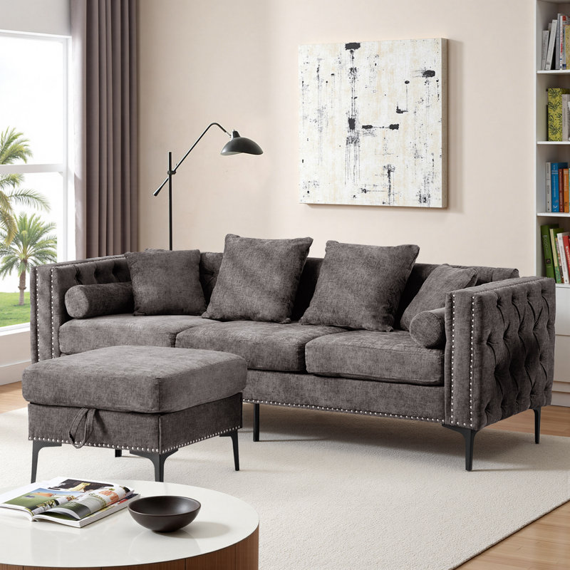 L Shaped Sectional Couches For Living Room  4 Seater Sectional Sofa Couch With Storage Ottoman For Bedroom, Office, Apartment