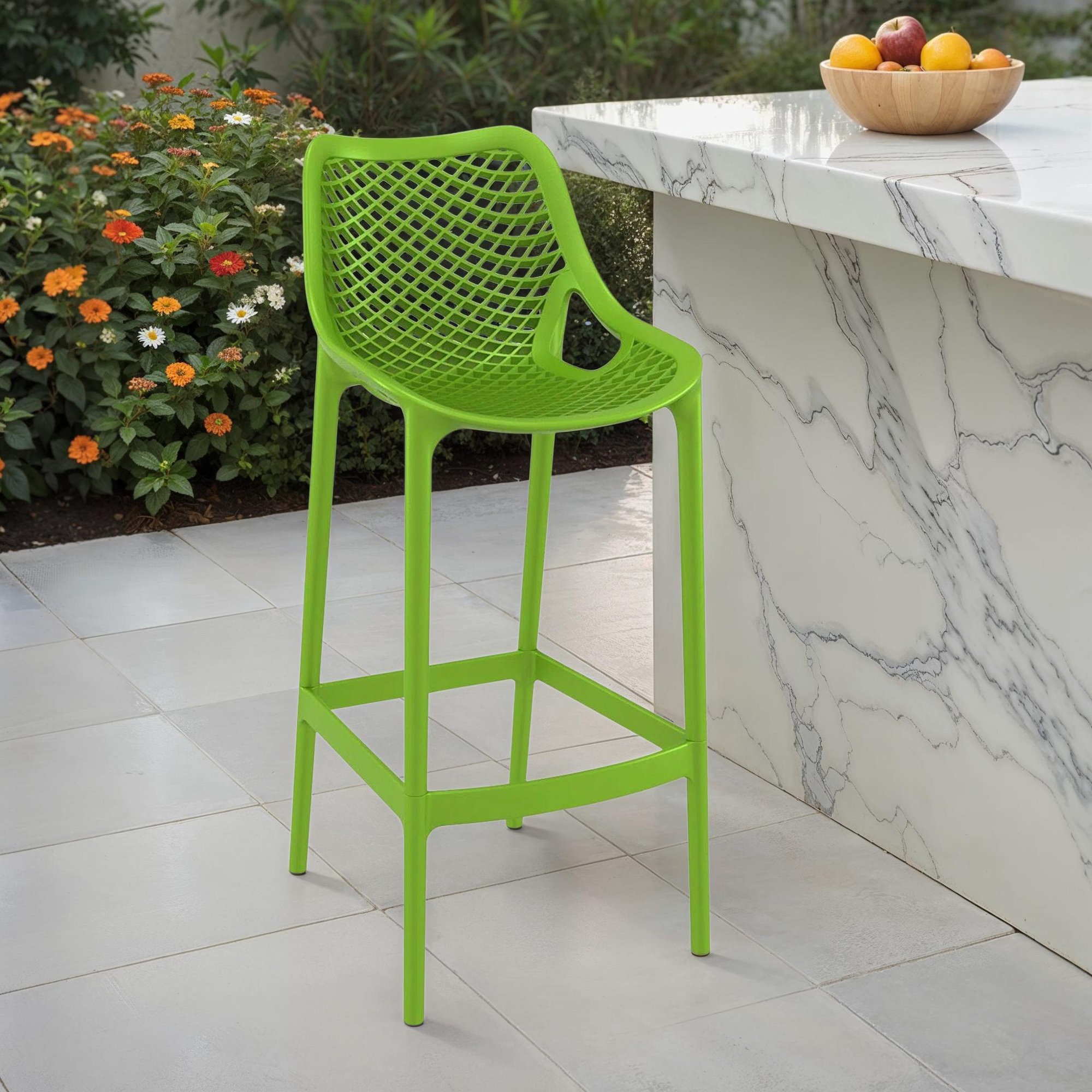 Farrah Patio Bar Stool, Tropical Green, 29.5"
