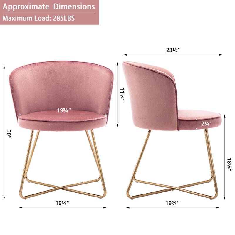 Fauteuil demi-tonneau 19,7 po, Velours rose