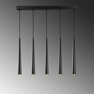 Luminaire suspendu conique à 5 lumières pour îlot de cuisine Exton