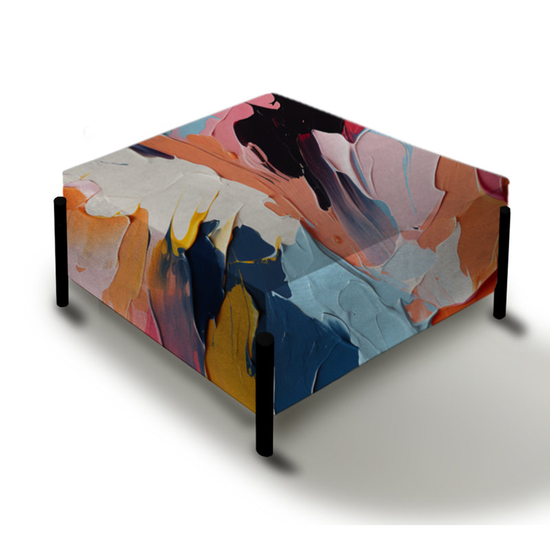 «Colorful Paint Swirl Bliss» - Grand repose-pieds carré abstrait
