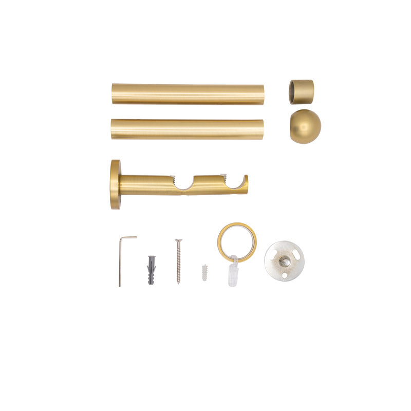Curtain rod made to measure 20mm ball, 2cm H x 360cm W x 12cm D, Brass Matte