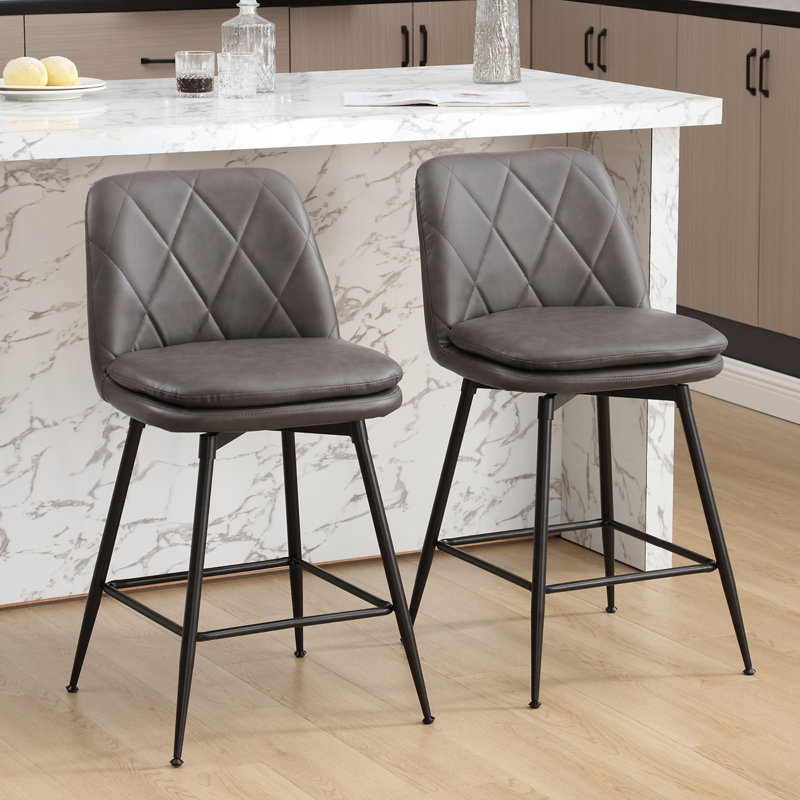 Tabouret pivotant Sheresa, Tabouret de bar (siège d'une hauteur de 28,4 po), Gris
