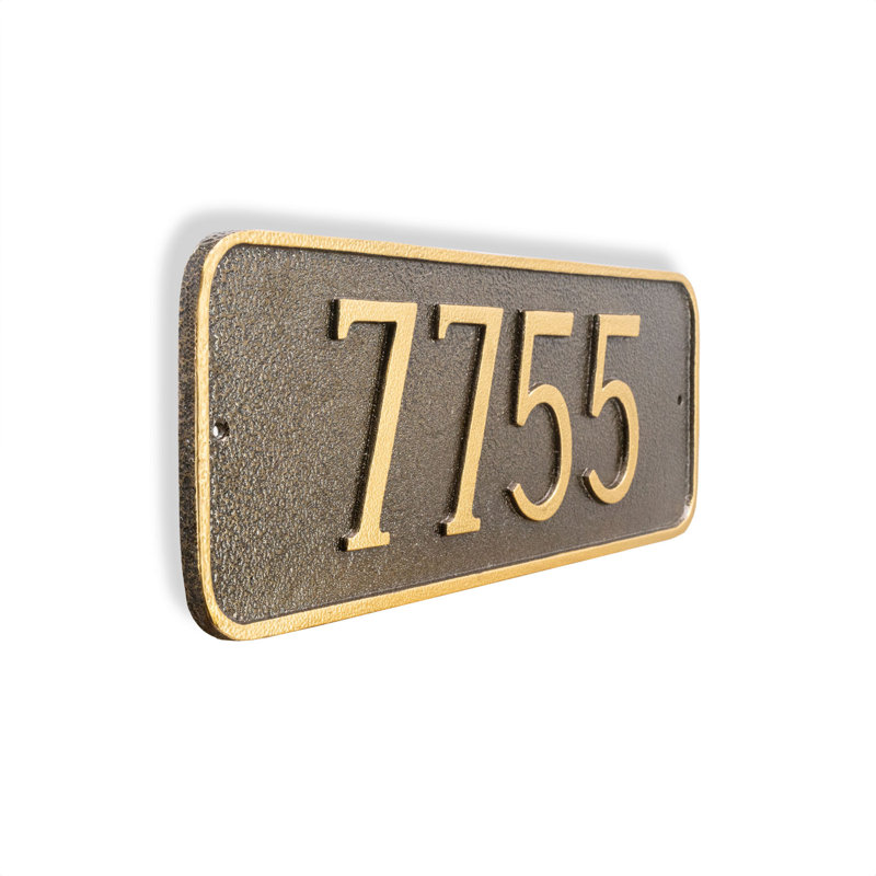 Plaque d’adresse murale sur 1 ligne, Bleu de mer / argent