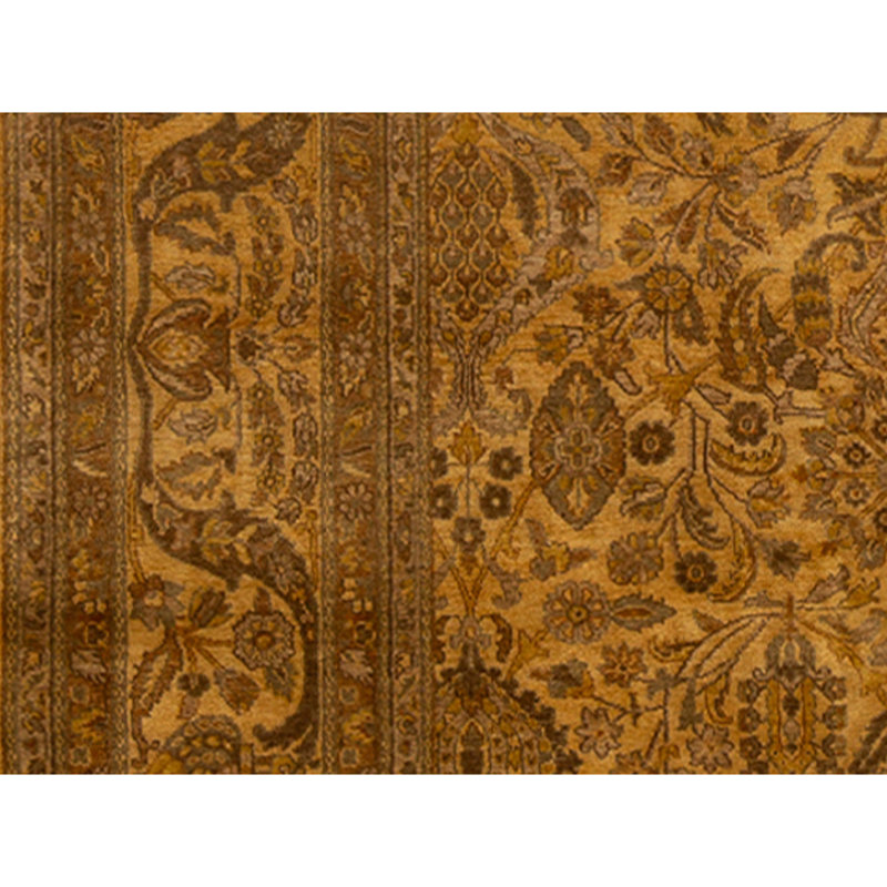Hand Knotted Wool Area Rug in Gold