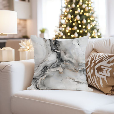 Abstract Gray Marble Geode Agate Pattern II Modern Throw Pillow Cover