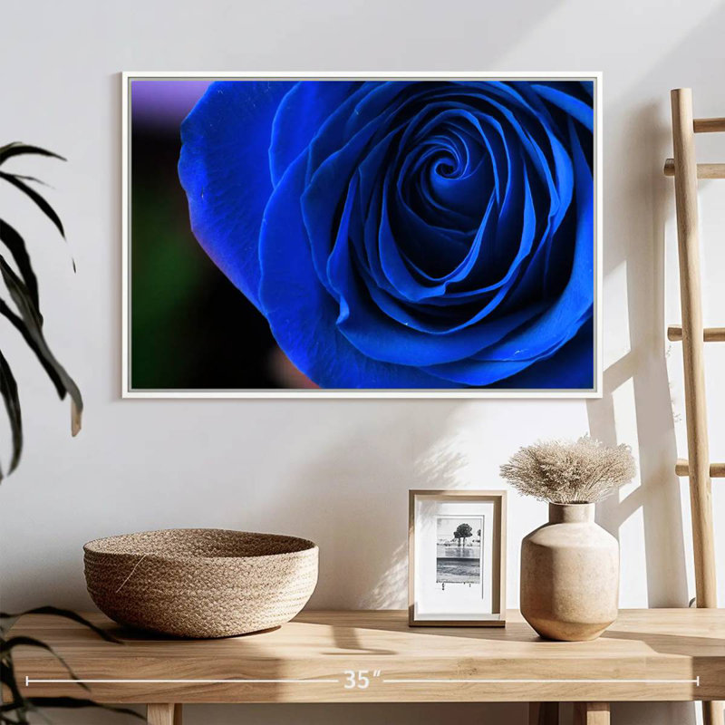 Bleu rose arbuste, Cadre flottant blanc, 43 po x 29 po