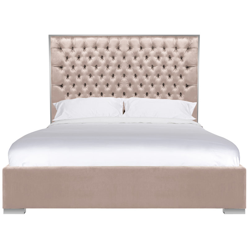 Filton Upholstered Metal Standard Bed, Queen, Pearl