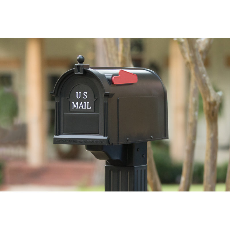 Craftsman Polyethylene Plastic Post Mounted Mailbox, Black