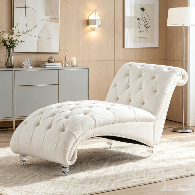 Chaise longue sans accoudoirs, White Fabric