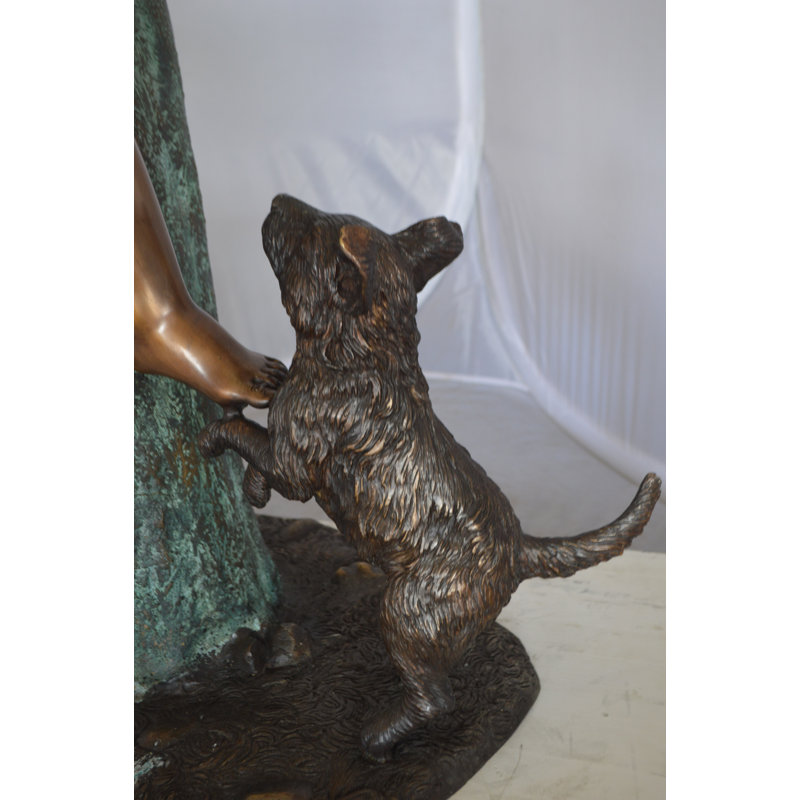 Boy Sitting on a Tree with Mailbox Bronze Statue -  Size: 22"L x 23"W x 49"H. 