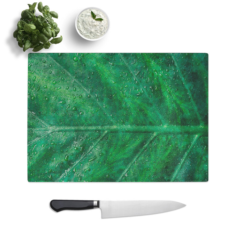 Leaf Pattern Chopping Board, 0.4cm H x 28.5cm W x 39cm L