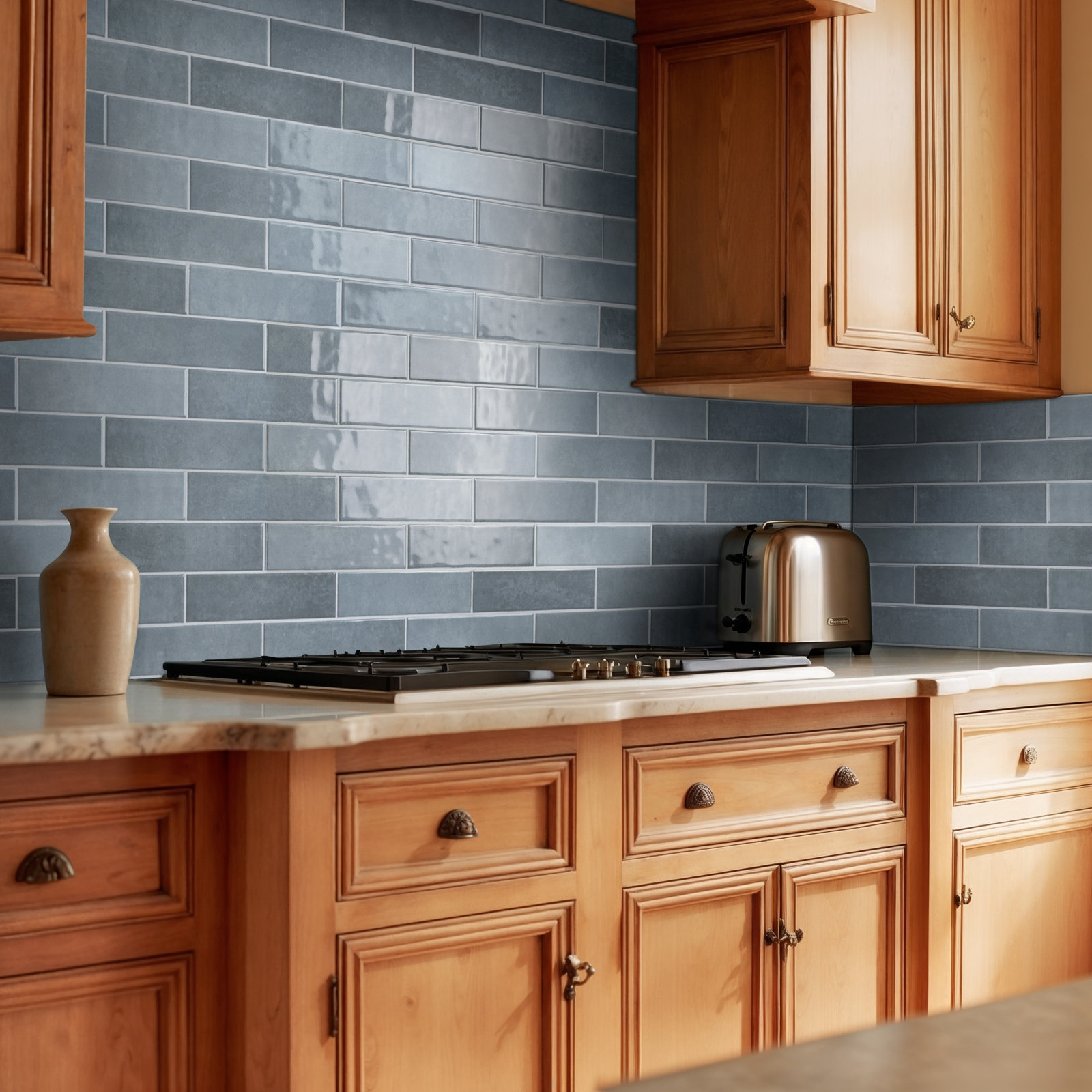 Renzo Ceramic Subway Wall Tile, Denim