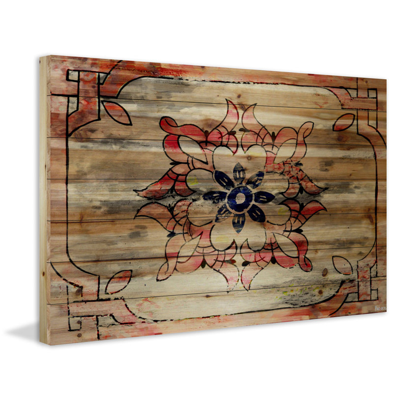 «Todrha», reproduction sur bois de pin naturel, H 24 po x l 36 po x P 1,5 po