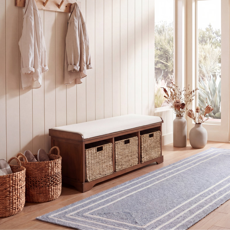 Painswick Canvas Upholstered Storage Bench, Medium Walnut