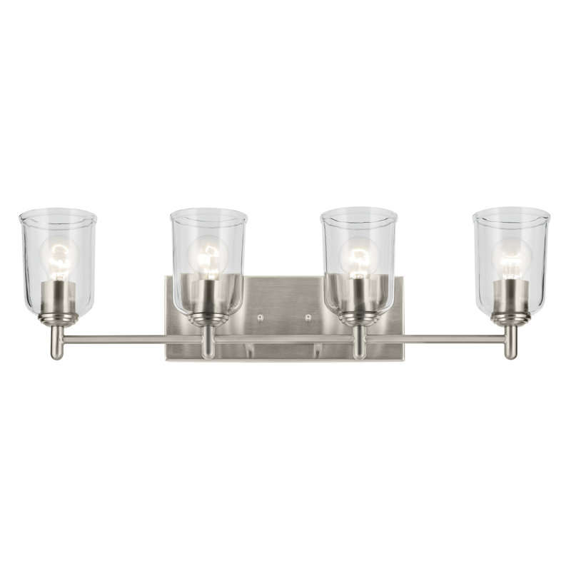 Éclairage pour salle de bain 4 lumières 29,75 po avec verre transparent 29,75 po, Nickel brossé