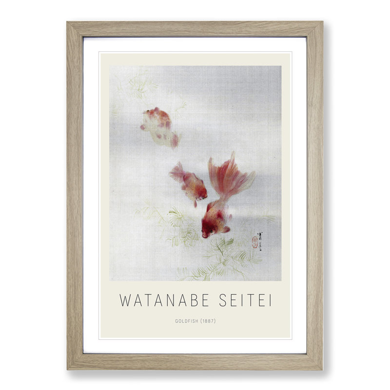 The Goldfish by Watanabe Seitei - Picture Frame Painting, Oak Framed, 36cm H x 27cm W x 2cm D