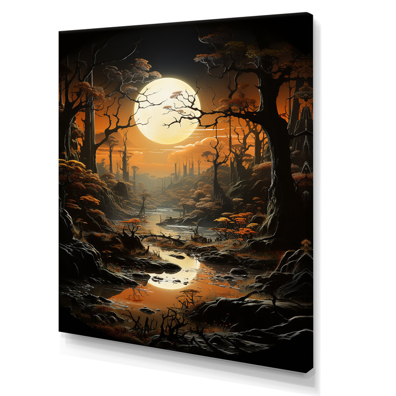 Éclipse au clair de lune, H 40 po x l 30 po x P 1,5 po, Toile tendue