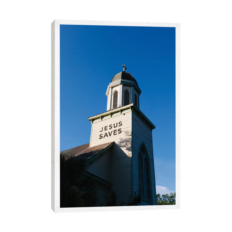 Jesus Saves Charleston II by Bethany Young - Print on Canvas, 101.6cm H x 66.04cm W x 3.81cm D, White Framed