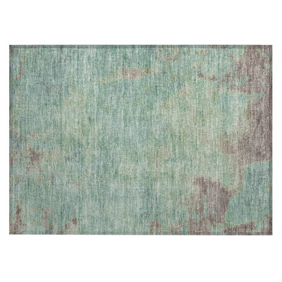 Machine Washable Indoor/Outdoor Cinead ACN1710 Seafoam Rug