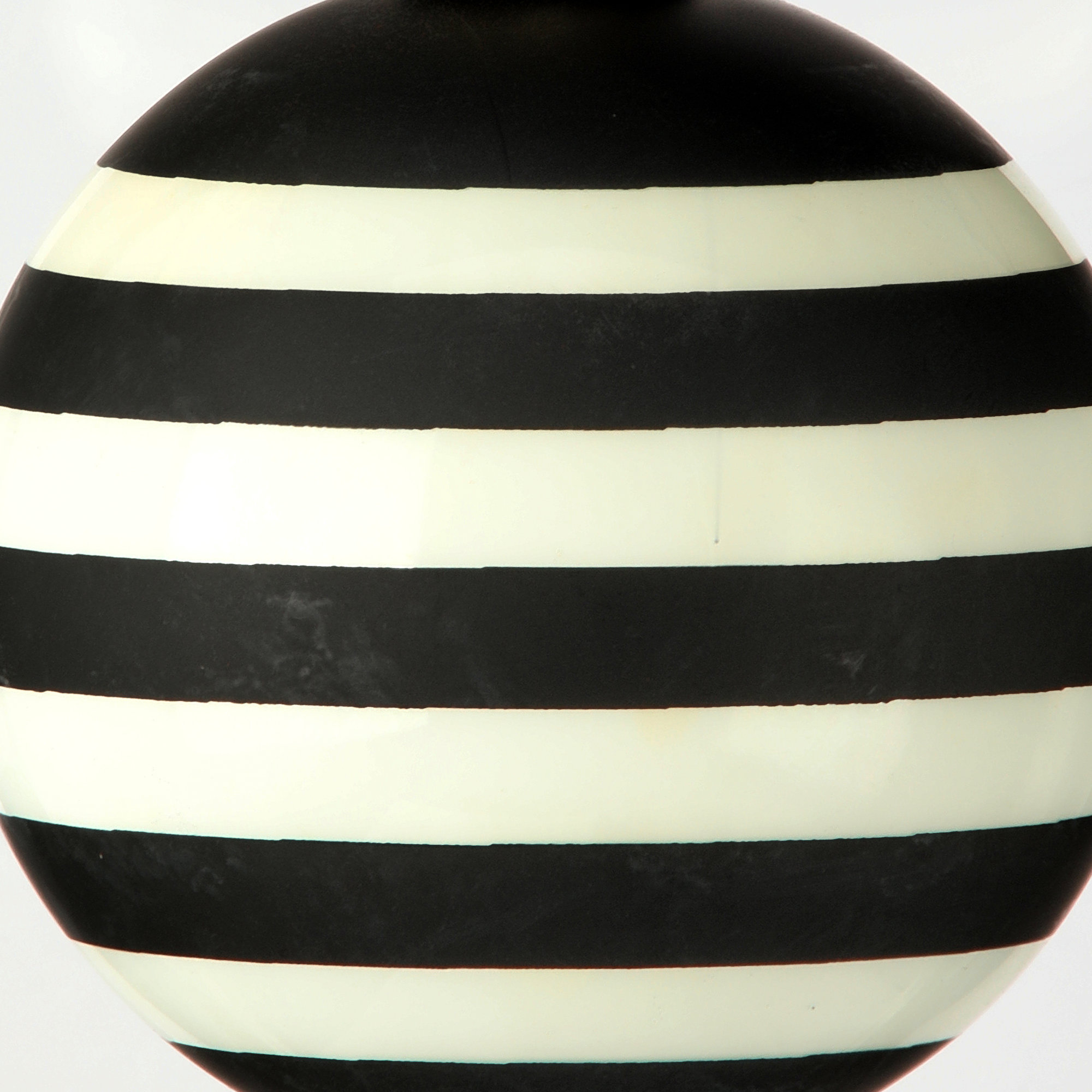 3" Glass Stripe Halloween Ball Ornament Box of 3, Black/White
