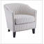 Fauteuil demi-tonneau rembourré à rayures