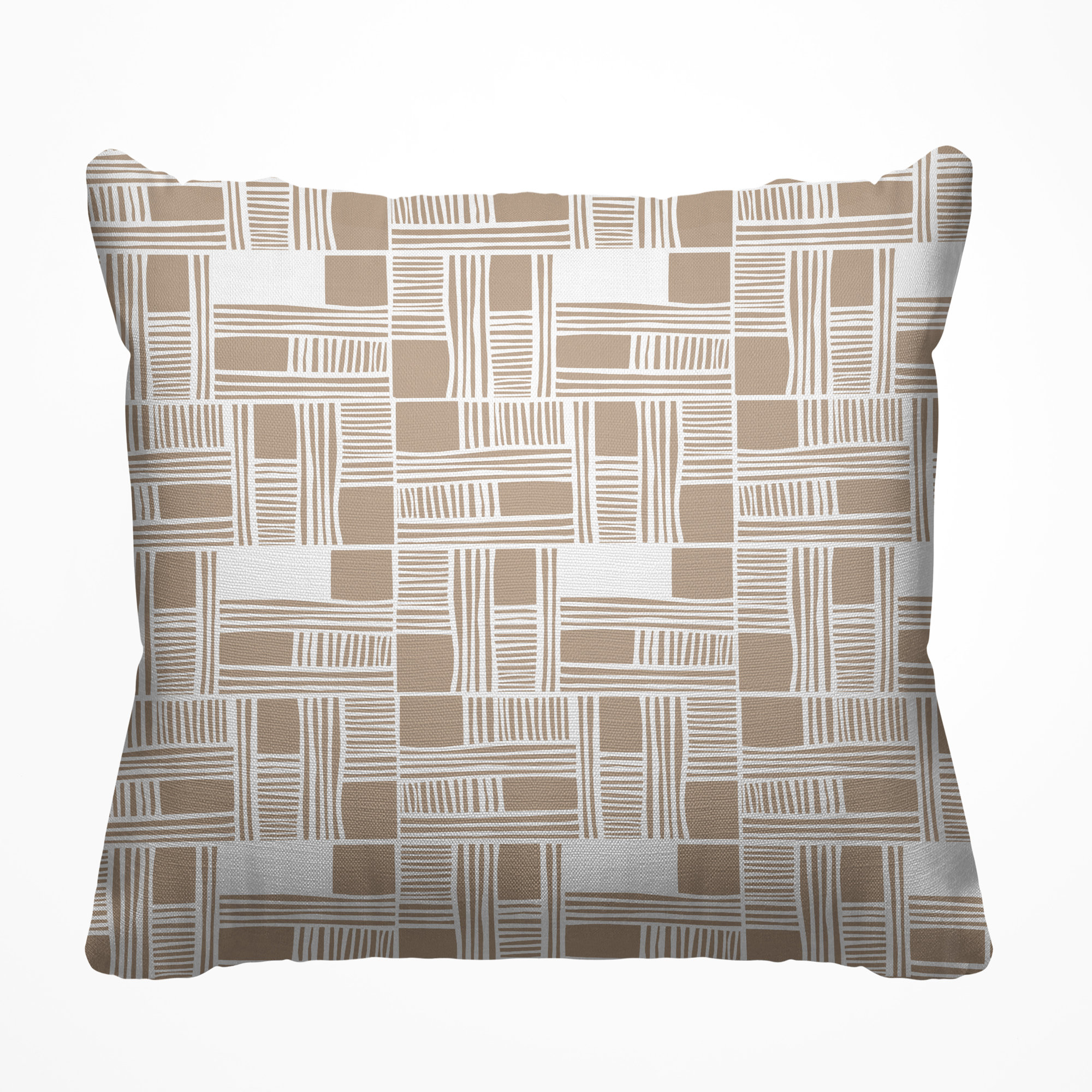 Kapri Indoor/Outdoor Throw Pillow, 19" x 19", Beige, Square